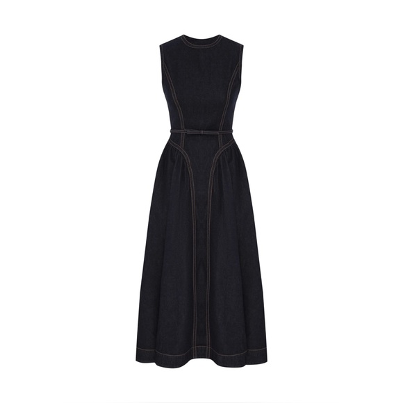 Zimmermann Denim Paneled Midi Dress Size0 - Picture 1 of 5